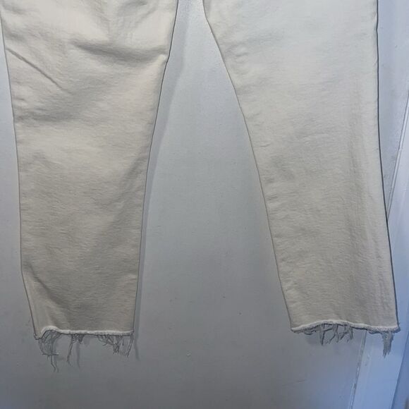 FRAME Le High Straight Chalk White Raw Hem Ankle Jeans-26 - Picture 7 of 10